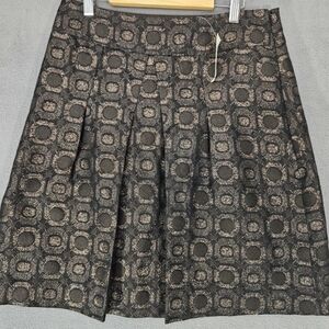 Ann Taylor Size 4 Skirt Black Bronze Metallic Mini Short Pleted Circle New